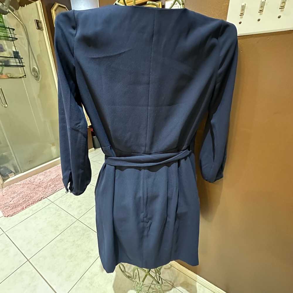 J. Crew Navy Wrap Mini Dress with Tie Waist - Picture 8 of 12